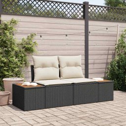 vidaXL Kerti kanapé Fekete 184 x 62 x 85cm polirattan