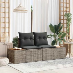 vidaXL Kerti kanapé Szürke 184 x 62 x 85cm polirattan