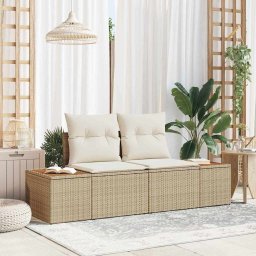 vidaXL Kerti kanapé Bézs 184 x 62 x 85cm polirattan