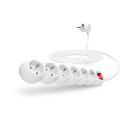 CONNECT IT hosszabbító kábel 230 V, 6 aljzat, 5 m, kapcsolóval (fehér)