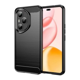 Szilikon telefonvédő (ütésállóság, légpárnás sarok, szálcsiszolt, karbon minta) FEKETE Honor 400 Pro