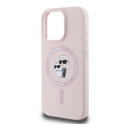 KARL LAGERFELD LIQUID SILICONE KARL AND CHOUPETTE MAGSAFE szilikon telefonvédő (ütésállóság, MagSafe) RÓZSASZÍN Apple iPhone 16 Pro