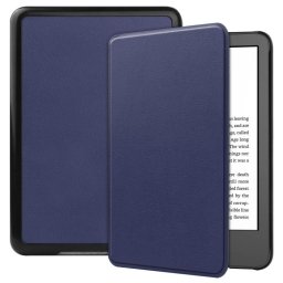 LEATHER Felhajtható tok Amazon Kindle 11. generációs 2022 / 2024 készülékhez, sötétkék