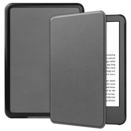 LEATHER Felhajtható tok Amazon Kindle 11. generációs 2022 / 2024 szürke készülékhez