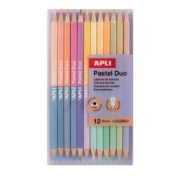 APLI Színes ceruza készlet, kétvégű, háromszögletű, APLI "Pastel Duo", 24 különböző pasztel szín