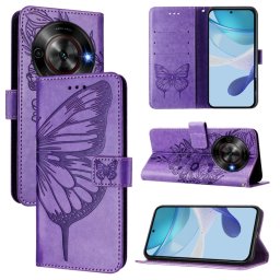 ART BUTTERFLY Pénztárca tok ZTE Blade A75 5G készülékhez, lila