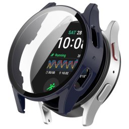 PC FULL COVER Műanyag védőtok üveggel Samsung Galaxy Watch 7 40mm sötétkék