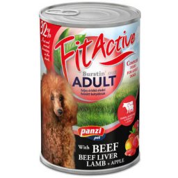 FitActive Dog Adult Beef with Beef Liver & Lamb with Apple (marha, máj és bárány) konzerv (12 x 1240 g) 14.48kg