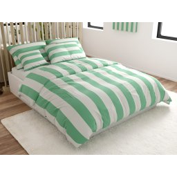 Pamut ágynemű STRIPES fehér-zöld Ágyneműhuzat mérete: 70 x 90 cm | 140 x 220 cm