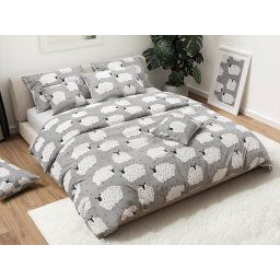 Pamut ágynemű WHITE SHEEPS szürke Ágyneműhuzat mérete: 2 db 70 x 90 cm | 200 x 220 cm