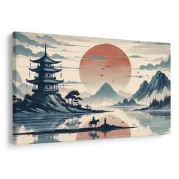 Kép japán táj lovassal