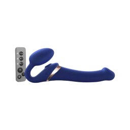 Strap-on-me M - felcsatolható, léghullámos vibrátor (kék)