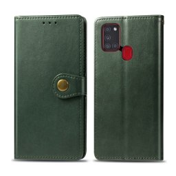 LEATHER BUCKLE Wallet fedél Samsung Galaxy A21s zöld