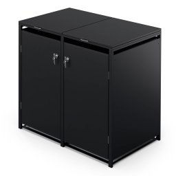 Blumfeldt BinSafe, szemétkosár tároló doboz, 2 szemétkosár, 240 l, zárható, időjárásálló horganyzott acél (KG29-2door-black)