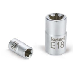 FORTUM dugófej, torx, 1/2, 61CrV5 mattkróm, 38mm hosszú; E12 FORTUM