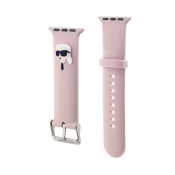 KARL LAGERFELD KARL HEAD NFT pótszíj (egyedi méret, nagy, szilikon, fém csat) RÓZSASZÍN Apple Watch Series 5 44mm, Watch Series 4 44mm, Watch Series 3 42mm