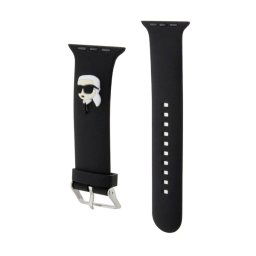 KARL LAGERFELD KARL HEAD NFT pótszíj (egyedi méret, kicsi, szilikon, fém csat) FEKETE Apple Watch Series 5 40mm, Watch Series 4 40mm, Watch Series 3 38mm