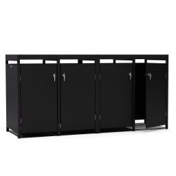 Blumfeldt BinSafe, szemétkosár tároló doboz, 4 szemétkosár, 240 l, zárható, időjárásálló horganyzott acél (KG29-4door-black-pl)
