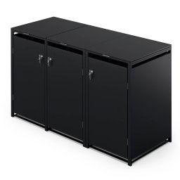 Blumfeldt BinSafe, szemétkosár tároló doboz, 3 szemétkosár, 240 l, zárható, időjárásálló horganyzott acél (KG29-3door-black)