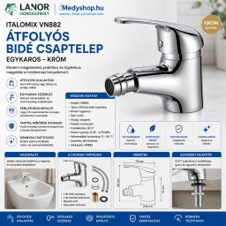 Italomix átfolyós bidé csaptelep egykaros - króm (VN882)