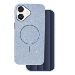 Szilikon telefonvédő (műanyag hátlap, kameravédő, MagSafe, csillogó) VILÁGOSKÉK Apple iPhone 16