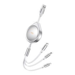 REMAX DRIP adatkábel 3in1 (USB - lightning/Type-C/microUSB, 2.4A, 15W, gyorstöltő, 100cm) EZÜST