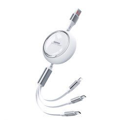 REMAX LINON adatkábel 3in1 (USB - lightning/Type-C/microUSB, 2.4A, 66W, gyorstöltő, 100cm) FEHÉR