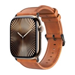 DUX LEATHER Bőrszíj Apple Watch 10-hez 46mm világosbarna