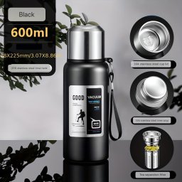 Vákuum Szigetelt Rozsdamentes Acél termosz #Fekete 600ml