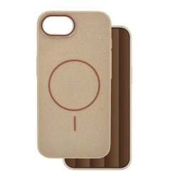 Szilikon telefonvédő (műanyag hátlap, kameravédő, MagSafe, csillogó) BARNA Apple iPhone 16e