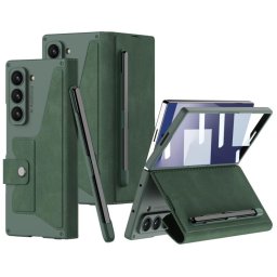 GKK SYNTHETIC Tok üveggel és rekesszel a Samsung Galaxy Z Fold7 5G zöld színű ceruzájához