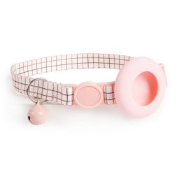 PROTEMIO JINGLY PAW Nyakörv csengővel és tokkal Apple AirTag PINK GRID készülékhez