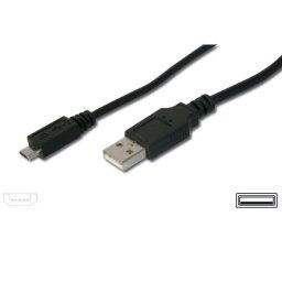 PremiumCord Micro USB 2.0, A-B 0,75 m-es kábel gyors töltésre tervezve