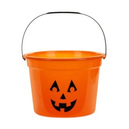 Halloween cukorkás mosolygós tök vödör, 1 db, műanyag