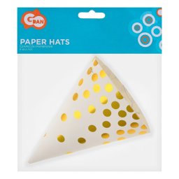 Fehér kalap , arany pöttyös, 6 db/cs