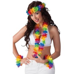 Hawaii szett (nyaklánc, fejkoszorú, karkötő)