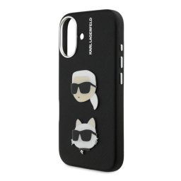 KARL LAGERFELD GRAINED PU K&CH HEADS szilikon telefonvédő (ütésállóság, bőr hatású hátlap, 3D) FEKETE Apple iPhone 16