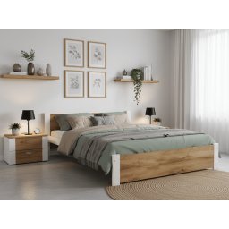 IKAROS ágy 180 x 200 cm, tölgy artisan/fehér Ágyrács: Léces ágyrács, Matrac: Sommera 18 cm matrac