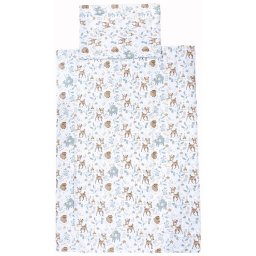 Pamut, 2 részes gyerek, ovis ágynemű garnitúra 90x135 cm, 35x45 cm - Őzikés