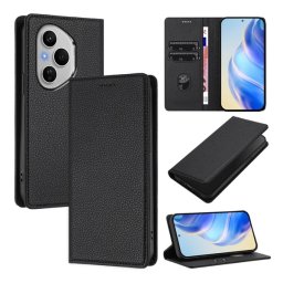 Tok álló, bőr hatású (FLIP, oldalra nyíló, asztali tartó, RFID, prémium) FEKETE Honor 400 Pro