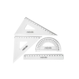 Vonalzókészlet, 15 cm egyenes vonalzó, szögmérő, 45° 13 cm és 60° 18 cm háromszög vonalzó, 4 db/bliszter Educa