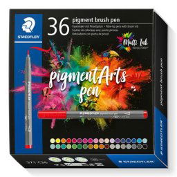 STAEDTLER Ecsetirón készlet, STAEDTLER "Pigment brush 371", 36 különböző szín