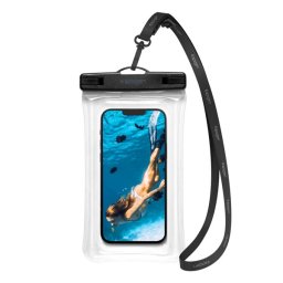 SPIGEN A610 vízhatlan/vízálló tok, AQUA (IPX8, nyakba akasztható, légbuborékos vizen lebegő, 6.9" méret) ÁTLÁTSZÓ