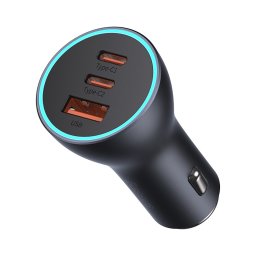BASEUS CGJP010013 65W Autós töltő 1x USB + 2x USB Type-C fekete