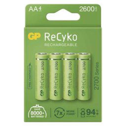 Újratölthető akkumulátor, AA (HR6), 1,2 V, 2600 mAh, GP, papírdoboz, 4 db, ReCyko