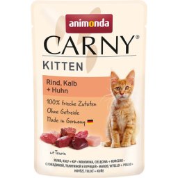 Animonda Carny Kitten marhás, borjús és csirkés alutasakos eledel kölyök macskáknak (12 x 85 g) 1.02kg