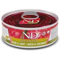 N&D Cat Quinoa Skin & Coat, Duck & Coconut - Bőr és szőrproblémákra, kacsás és kókuszos konzerv macskáknak (24 x 80 g) 1.92kg