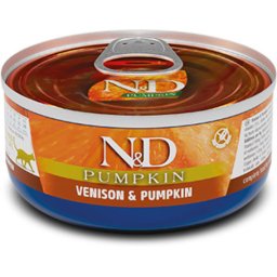 N&D Cat Venison & Pumpkin - Szarvashúsos és sütőtökös konzerv macskáknak (24 x 80 g) 1.92kg
