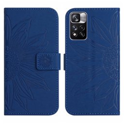 ART SUN FLOWER pénztárca tok Xiaomi Poco M4 Pro 5G / Redmi Note 11S 5G kék telefonhoz