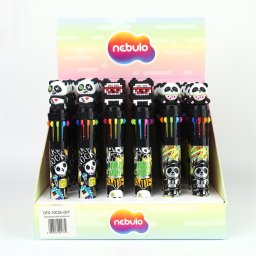 Golyóstoll 10színű, panda, 30 db/display Nebulo